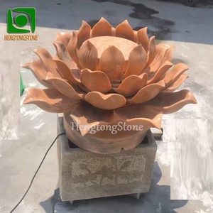 בריכת שחייה דקורטיבית יפה שיש אדום מים לוטוס מזרקת פסל - Product Image 2