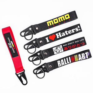 Custom Logo Nylon Key Lanyard Carabiner Digital Printing Short Strap Motorcycle Lanyard Keychains Direct From Factory