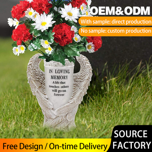 Decorazioni in Resina per Cimitero, Vaso per Fiori <span class=keywords><strong>con</strong></span> Ali d'Angelo, Statue da Giardino Impermeabili, Regali Commemorativi - Product Image 2