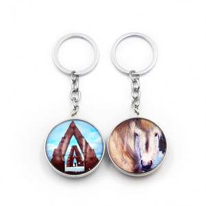 Porte-clés personnalisé avec logo imprimé en couleur, thème tourisme, animaux, ville, double face, en verre cabochon, rond, transparent - Product Image 4