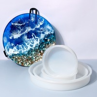 Moule en silicone Twlle grand plateau rond pour kit de résine époxy, artisanat DIY, ensemble de table à rivière profonde, fabrication de moules en silicone pour résine
