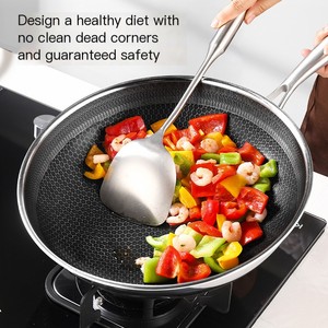 مقلاة طهي يومية عالية الجودة من الفولاذ المقاوم للصدأ 304 316 غير لاصقة بغطاء زجاجي سعة 3-4 لتر مناسبة للغاز والحث الكهرومغناطيسي متينة - Product Image 4