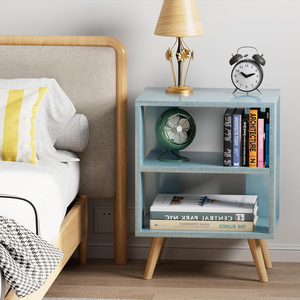 Modern <strong>Blue</strong> End <strong>Table</strong> with Open Storage, 2-Tier Nursery <strong>Bedside</strong> <strong>Table</strong> for Small Spaces - Product Image 4