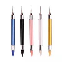 Stylo applicateur double embout pour cristaux et strass, outils de manucure pour points et décorations d'ongles, couleurs bleu, rose, blanc