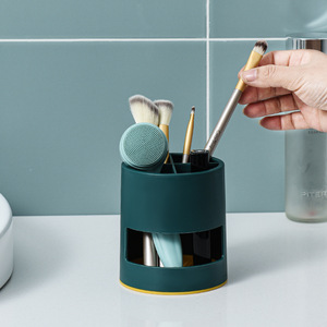 Organizador de Cosméticos de Plástico Creativo, Redondo, para Escritorio, para Brochas y Herramientas de Maquillaje, Estilo Simple, Capacidad de 1-3L - Product Image 2