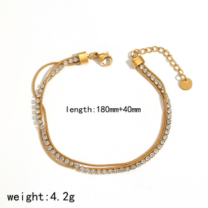 Bracciale in Acciaio Inossidabile con Catena a Tre Strati Incastonata con Zirconi, Affascinante <span class=keywords><strong>e</strong></span> Versatile, Bracciale di Alta Gamma in Acciaio al Titanio - Product Image 6