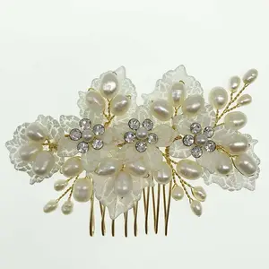 SHSS2082 New product wedding jewelry set gold leaf bridal hair comb hair accessories