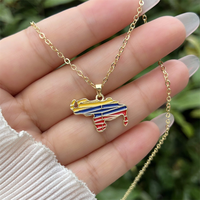 Beliebte Venezuela-Flagge Kreuz Emaille-Halskette, Vergoldeter Religiöser Anhänger, Schmuck für Tägliches Outfit & Feiertagsgeschenk