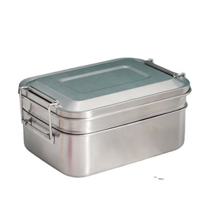 Two layers double stacker stainless steel lunch box bento box for adult take food away food containers for outdoor