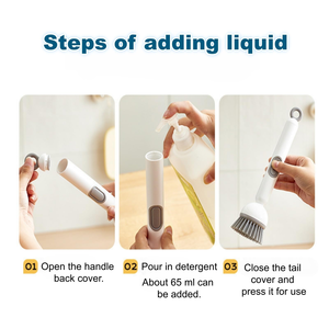 Hot Sale Durable Adjusted Long Handle Kitchen Cleaning <b>Tool</b> Dish Brush Kitchen Cleaning Brush With Liquid Dispenser for Cleaning - Product Image 4