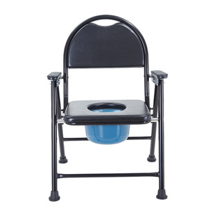 Folding <b>Commode</b> <b>Chair</b> With Blue Basin For Elderly And Disabled Patients Heavy Duty Steel Frame Toilet <b>Chair</b> KY817 - Product Image 1