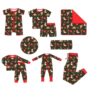 Personalizar Bambu Natal Pijamas Romper Weiwei Toddler Baby Boutique Crianças Natal Família Pijama - Product Image 1