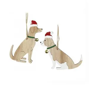 زخرفة خشبية للكلاب معلقة ديكور شماعات كلب عيد الميلاد الديكور