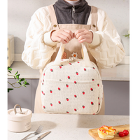 Sac isotherme promotionnel portable en velours côtelé pour le déjeuner, idéal pour adultes, enfants et étudiants, pour filles