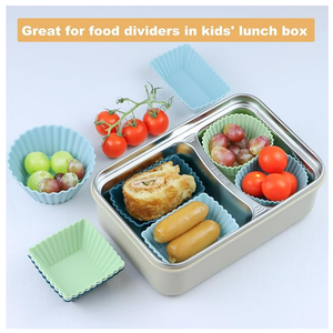 Tái Sử Dụng Silicone Muffin/Cúpcake Lót <span class=keywords><strong>3</strong></span> Hình Dạng Ngăn (Tròn Vuông Hình Chữ Nhật) Cho Baking & Ăn Trưa Hộp Bento - Product Image 5