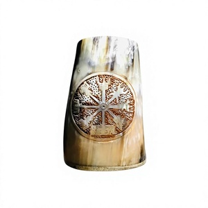 Mug en corne écologique de 400 ml, style américain, gravé à la main, avec couvercle en bambou, léger et portable pour le camping – Vente en gros - Product Image 2