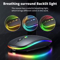 Mouse komputer datar Ultra Slim 2.4GHz Wireless Gaming Optical Tablet Dual Mode Rechargeable RGB Lights Mouse untuk Desktop Laptop