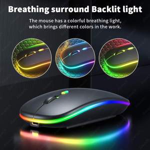 เมาส์บลูทูธแบบสองโหมด เมาส์ไร้สายแบบออปติคอล 2.4GHz พร้อมตัวรับสัญญาณ USB ชาร์จได้ RGB 2.4G เมาส์ไร้สายแบบออปติคอลสำหรับเล่นเกม - Product Image 6
