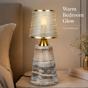 Luxury Natural Stone <b>Table</b> Lamp Modern Marble Base Fabric Shade Warm Ambient <b>Bedside</b> hotel <b>table</b> Lamp art decorative OEM ODM - Product Image 2