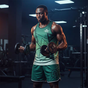 無料デザイン チーム カスタム プラスサイズ 通気性 超軽量 ランニング タンクトップ シングレット スポーツ 袖なし ベストセット - Product Image 4