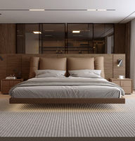 Lit double en bois flottant suspendu, style italien moderne, élégant et confortable