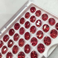 Rubis de laboratoire en vrac, couleur sang de pigeon, taille ovale, synthétique, changeant de couleur, 5x5mm, pour la fabrication de bijoux - Vente en gros