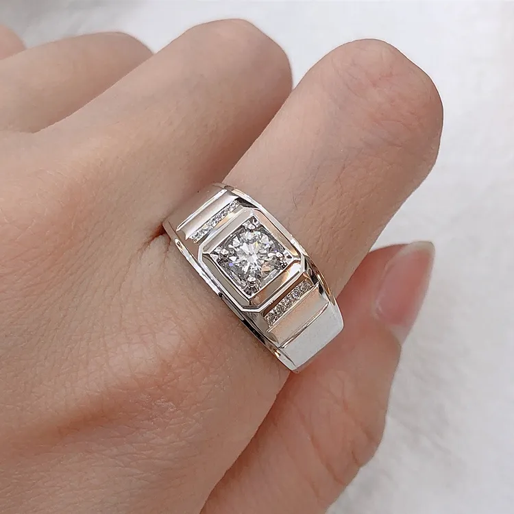 보석 금 백색 다이아몬드 반지 남자 디자인 반지