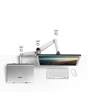 मॉनिटर और लैपटॉप माउंट, 2-में-1 समायोज्य दोहरी शाखा डेस्क Mounts एकल डेस्क हाथ खड़े/धारक के लिए करने के लिए 11 25 इंच एलसीडी कंप्यूटर