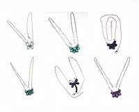 Ensemble de 6 colliers pendentifs en argent sterling 925 avec pierres précieuses colorées, design floral, bijoux en gros pour femmes
