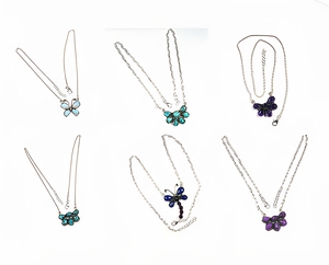 Ensemble de 6 colliers pendentifs en argent sterling 925 avec pierres précieuses colorées, design floral, bijoux en gros pour femmes - Product Image 2