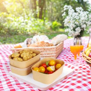 Bol en papier kraft écologique compostable pour plats à emporter, salades, avec couvercle, boîte à gâteaux, boîtes à cupcakes en carton avec PET PP - Product Image 2
