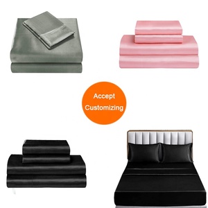 Parure de lit de luxe en satin de soie <span class=keywords><strong>noir</strong></span>, taille King, 4 pièces, draps-housses en microfibre, motif uni, 600 fils, pour hôtels et usage domestique - Product Image 6