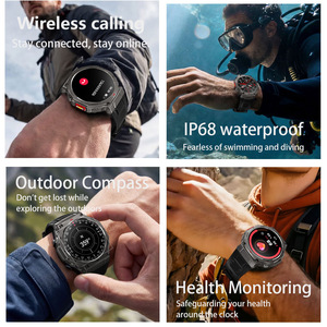 Montre connectée HT52 pour appels, étanche IP68, lampe de poche, réponse aux appels, surveillance de <span class=keywords><strong>la</strong></span> santé, sports, 1000 mAh, montre connectée d'extérieur - Product Image 3