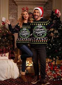 <span class=keywords><strong>T</strong></span>-<span class=keywords><strong>shirt</strong></span> à col rond imprimé surdimensionné pour homme, série pull, pour fête <span class=keywords><strong>de</strong></span> Noël - Product Image 2