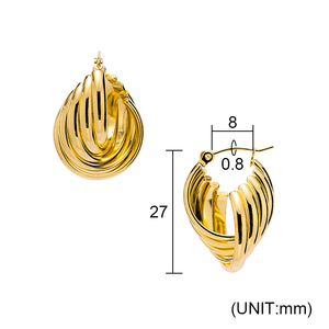 Anting Wanita Fashion Bahan <span class=keywords><strong>Stainless</strong></span> <span class=keywords><strong>Steel</strong></span> Berlapis Emas Bentuk Tetesan Air Hati Anting Emas - Product Image 6