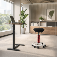 Bureau debout réglable en hauteur avec tabouret ergonomique à ressort oscillant, ensemble poste de travail pour bureau à domicile