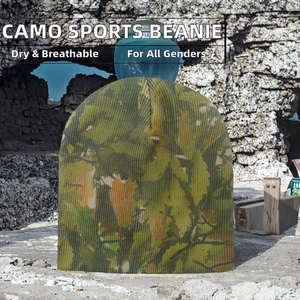 2026 New Design Custom Digital Print Sports Winter Beach Breathable <b>Waterproof</b> Jacquard Camouflage <b>Beanie</b> No Cuff Sublimation - Product Image 2