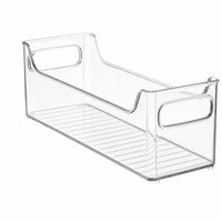 Ensemble de 2 bacs de rangement pour aliments en PET transparent Yunuoxi avec poignée, panier de rangement en plastique rectangulaire pour réfrigérateur et garde-manger