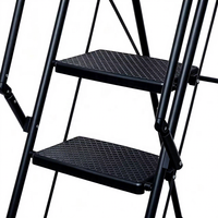 Échelle pliable robuste en acier, haute capacité de charge, marches larges antidérapantes, mains courantes intégrées, conforme à la norme EN 131, pour supermarché