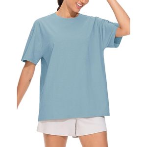 Camiseta Oversize para Mujer, Verano, Casual, Manga Corta, Cuello Redondo, Corte Holgado, Transpirable, 100% Algodón Jersey, Color Azul Tinta - Product Image 2