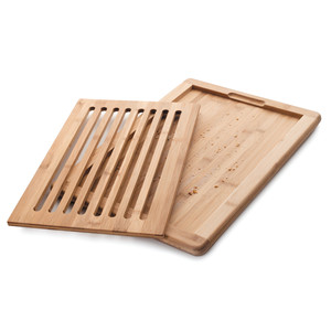 Tagliere per pane in bambù con fessure di drenaggio per uso in cucina, confezione da 2, riutilizzabile - Product Image 1