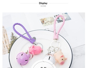 Porte-clés LED design cochon, avec lampe torche et son, jouets créatifs pour enfants, porte-clés son et lumière dessin animé cochon avec anneaux porte-clés - Product Image 4