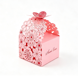 Boîte à dragées en carton découpé motif floral délicat avec base robuste pour bonbons, chocolats, petits cadeaux, boîtes cadeaux florales - Product Image 1