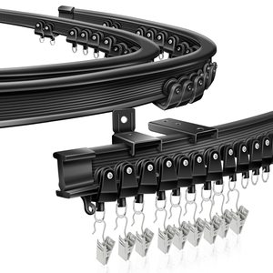 Rail de rideau de plafond flexible noir de 10 à 20 pieds, rail de rideau incurvé, système de rail de plafond pour <span class=keywords><strong>baie</strong></span> vitrée - Product Image 1