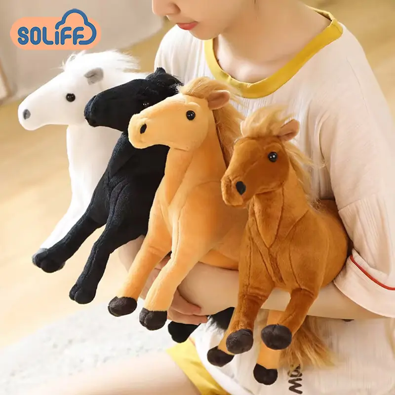 Hot Selling Real Simulation Stuffed Standing Horse Decoration Toy Cute Mini Animal Plush Toy Horse Brown Plush Horse