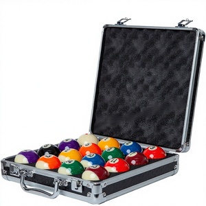 JUEGUAN Boîte de rangement pour billes de billard, ensemble de 16 trous, étui de transport à fermeture à loquet, en alliage d'aluminium, doublure en éponge, ABS + alliage d'aluminium - Product Image 1