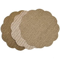 Napperons nordiques festonnés à bordure en forme de pétale, tissés, tons neutres terreux, texture lin, pour décoration de table moderne style ferme, en gros