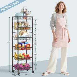 Chariot à roulettes en métal à 4 niveaux pour micro-ondes de cuisine avec étagères amovibles pour la cuisine, la salle de bain et le bureau. - Product Image 3