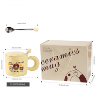Mug en céramique à motif de dessin animé, style unique, pour café et lait, avec couvercle et soucoupe, cadeau créatif pour le bureau