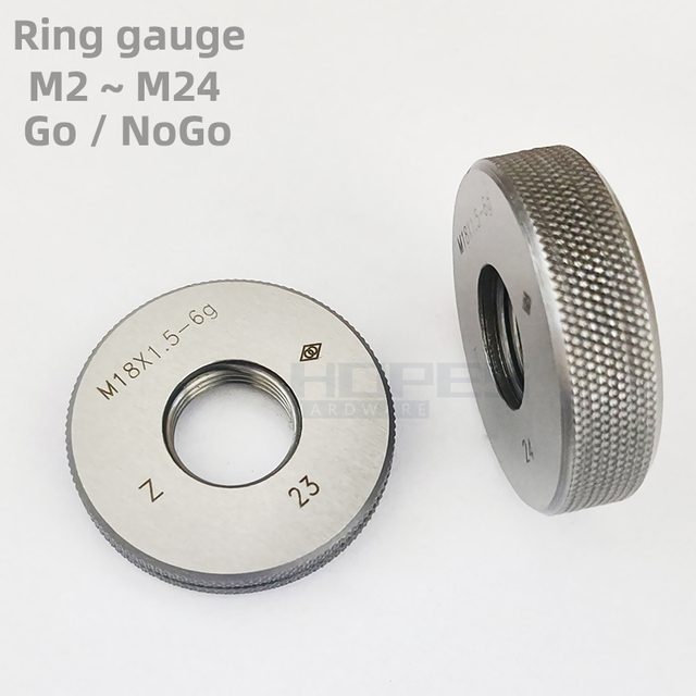 High Quality 6g M2-M24 Go NoGo Thread Ring Gauge with Coarse Fine Pitch for ISO DIN GB Metric Screw Bolt Inspection Tools